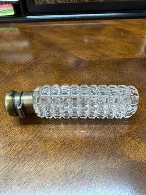 Vintage Sterling Silver & Cut Crystal Lay Down Perfume Bottle